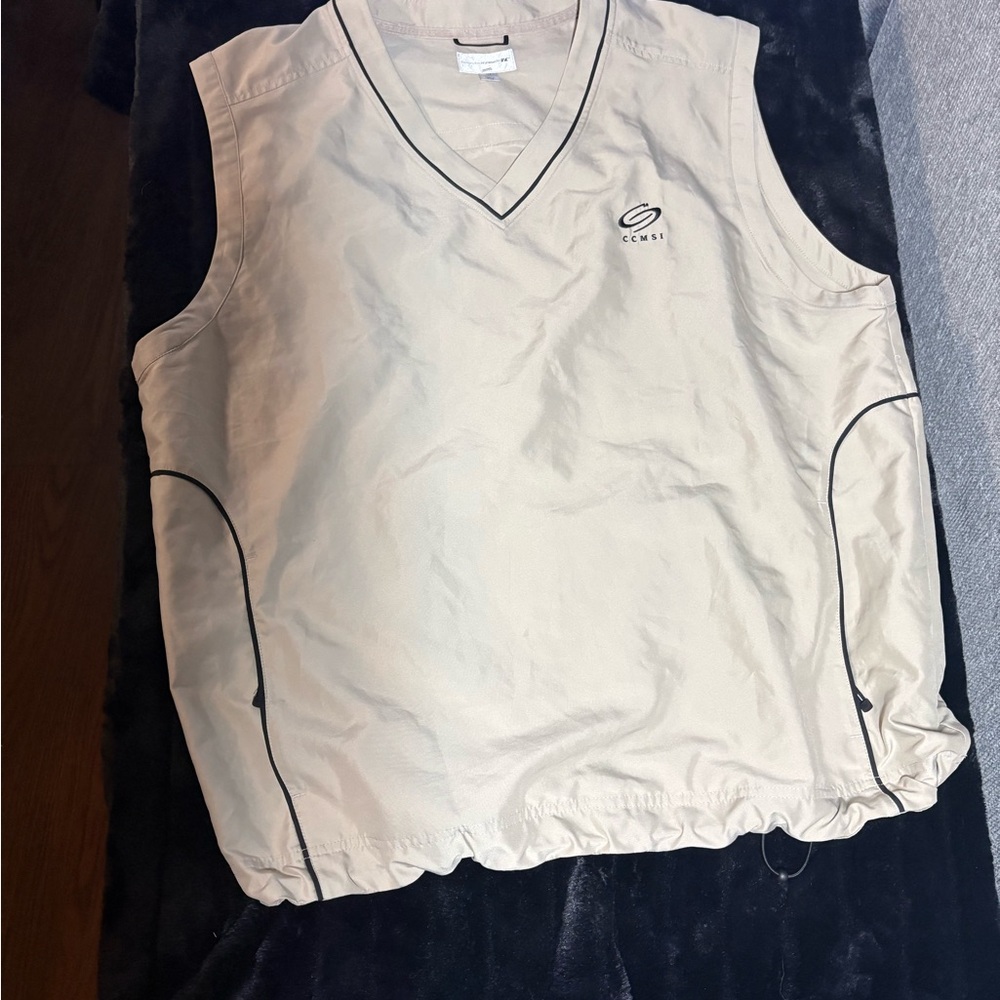 Cutter & Buck Beige Sleeveless Golf Pullover Vest with Black Trim